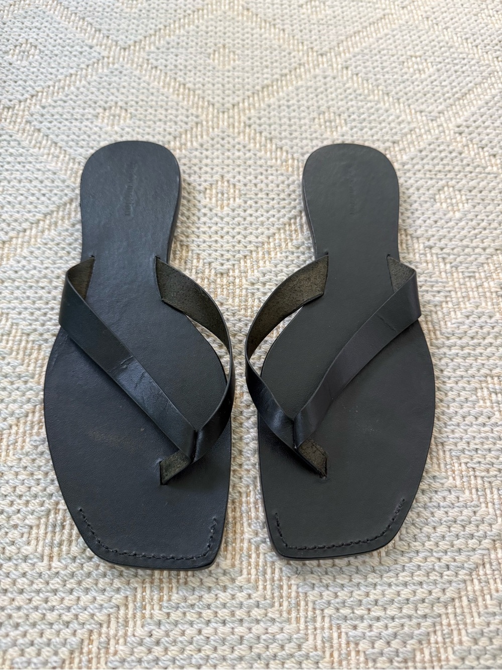 Reformation Black Minimal Crossover Leather Sandals